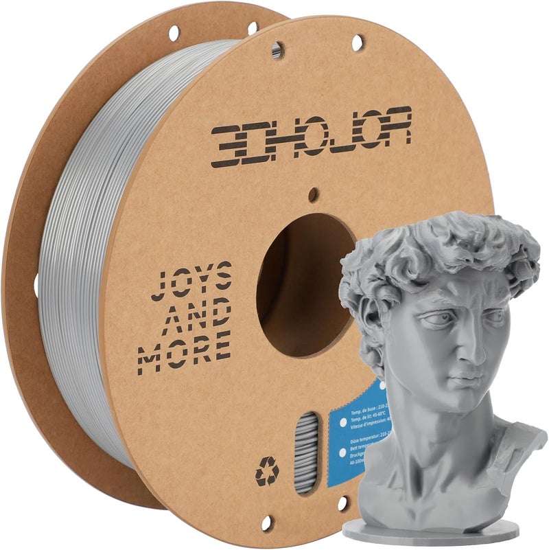 3DHoJor PLA Pro (PLA+) Filament 1.75mm, 3D Printer Filament, Cardboard Spool, Dimensional Accuracy +/- 0.03 mm - Silver, 1kg - Image 1